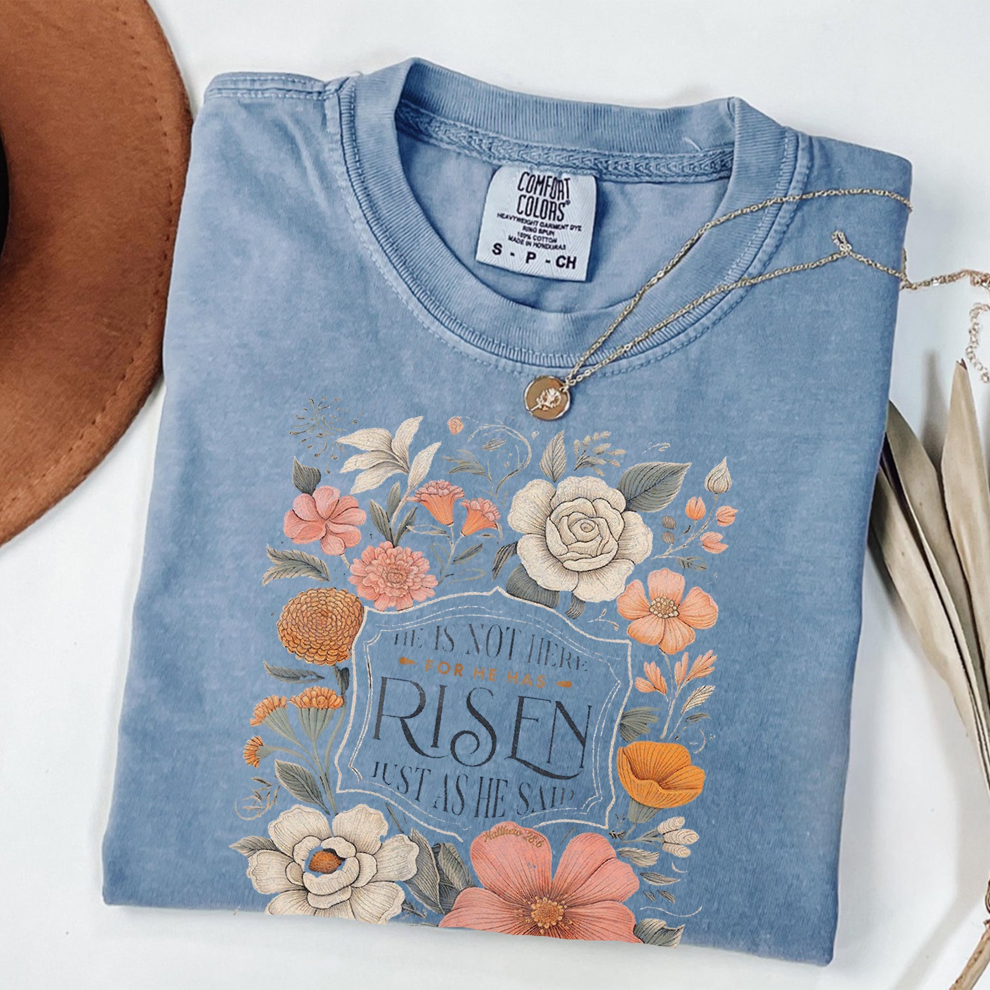 Christian Comfort Colors® Shirt - He Is Not Here For He Has Risen Shirt - Womens Christian Religious Tee & Sweatshirt